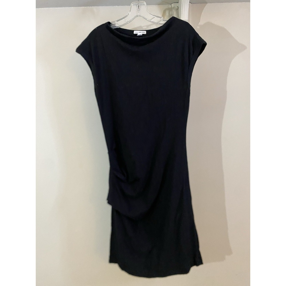 STANDARD JAMES PERSE Black Ruched Sleeveless Dress 3 L Cowl